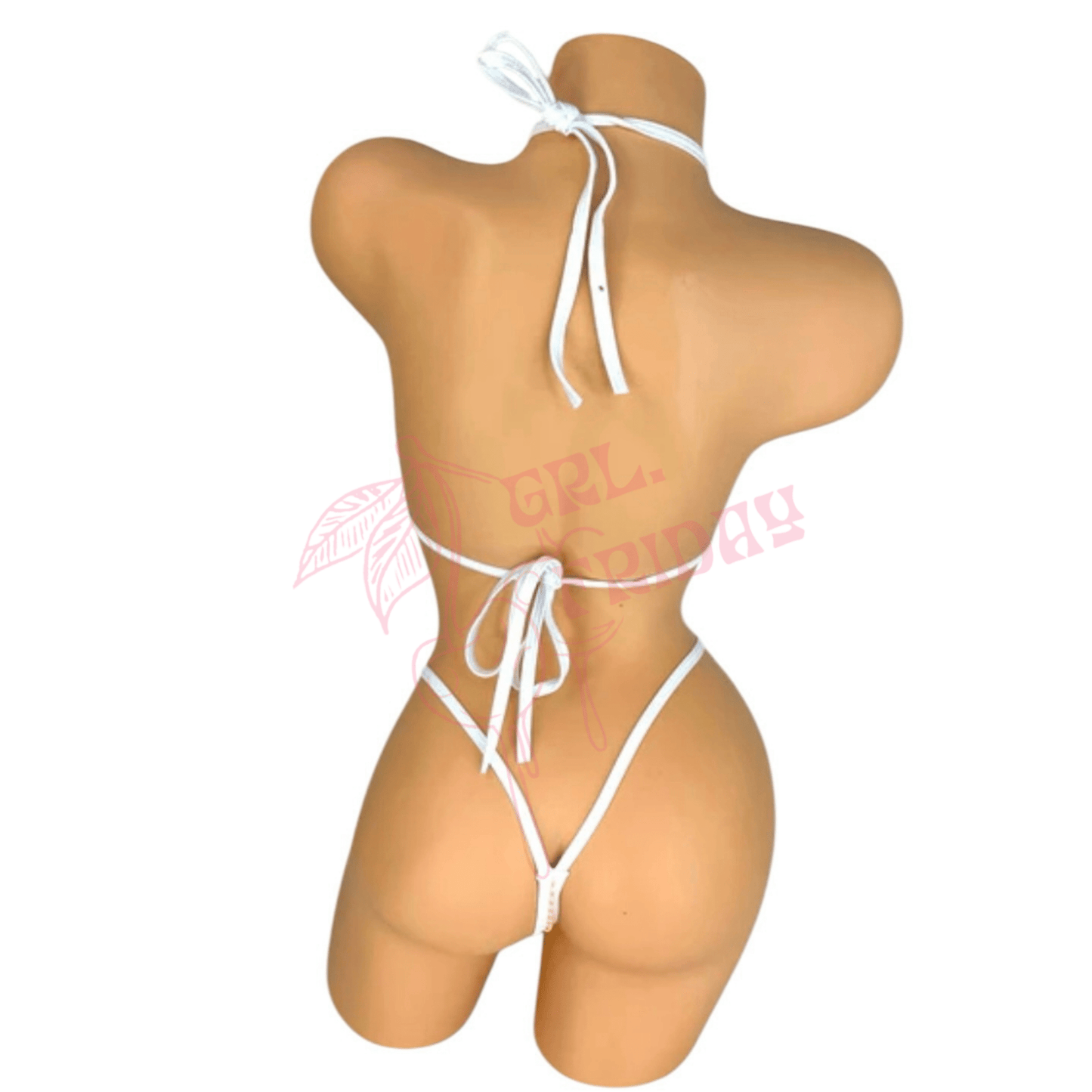 Micro String Bikini Skirt Set - Orange + White Gingham - GrlFriday Shop