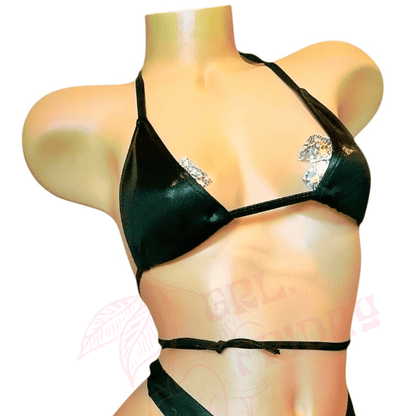 Mini Tri - Kini Top - Glossy Black - GrlFriday Shop