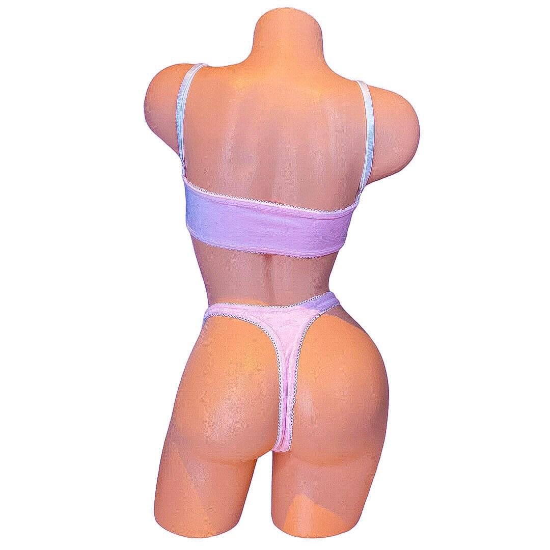 Nanokini Lingerie Set - Pastel Pink Juicy Couture Velour - GrlFriday Shop
