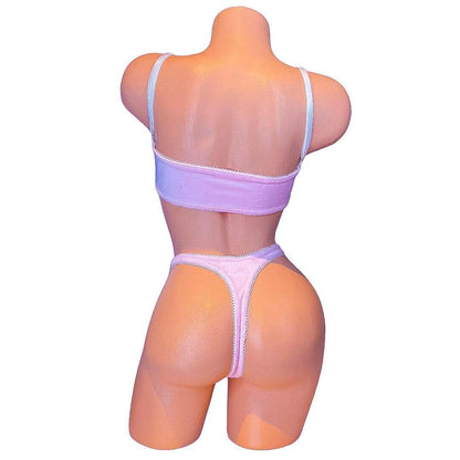 Nanokini Lingerie Set - Pastel Pink Juicy Couture Velour - GrlFriday Shop