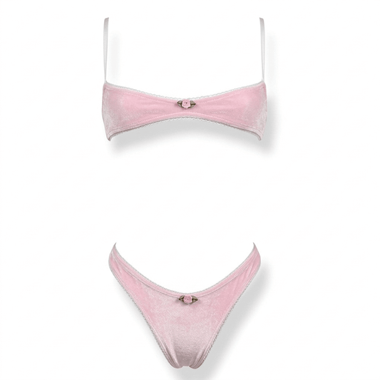 Nanokini Lingerie Set - Pastel Pink Juicy Couture Velour - GrlFriday Shop