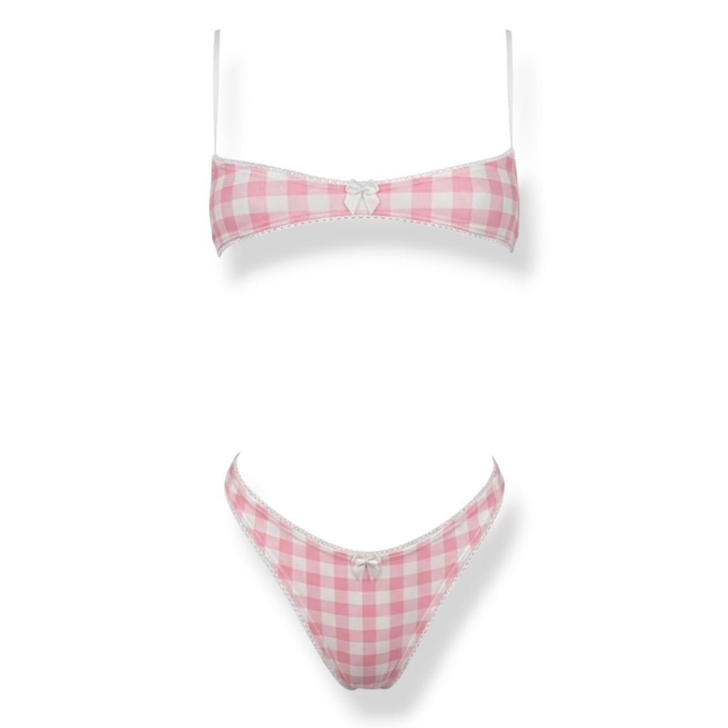 Nanokini Lingerie Set - Pink + White Gingham - GrlFriday Shop