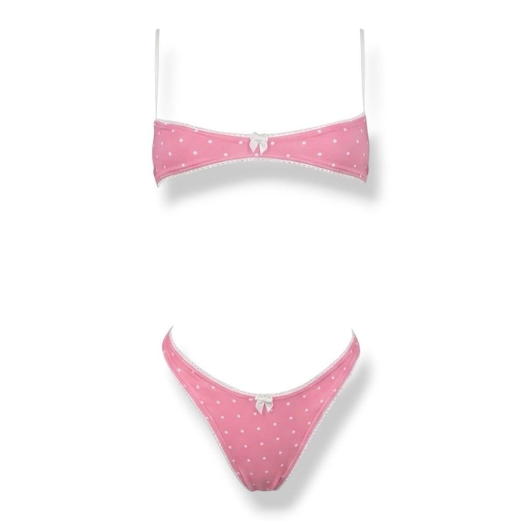 Nanokini Lingerie Set - Pink + White Polka Dot - GrlFriday Shop