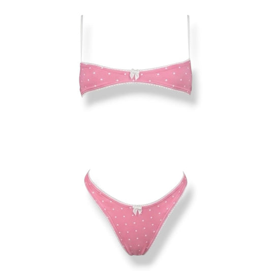 Nanokini Lingerie Set - Pink + White Polka Dot - GrlFriday Shop