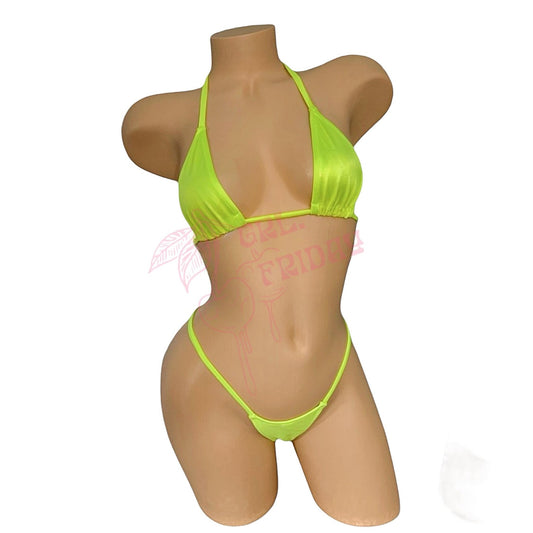 Neon Yellow G String Thong Mini Tri - Kini Set - GrlFriday Shop