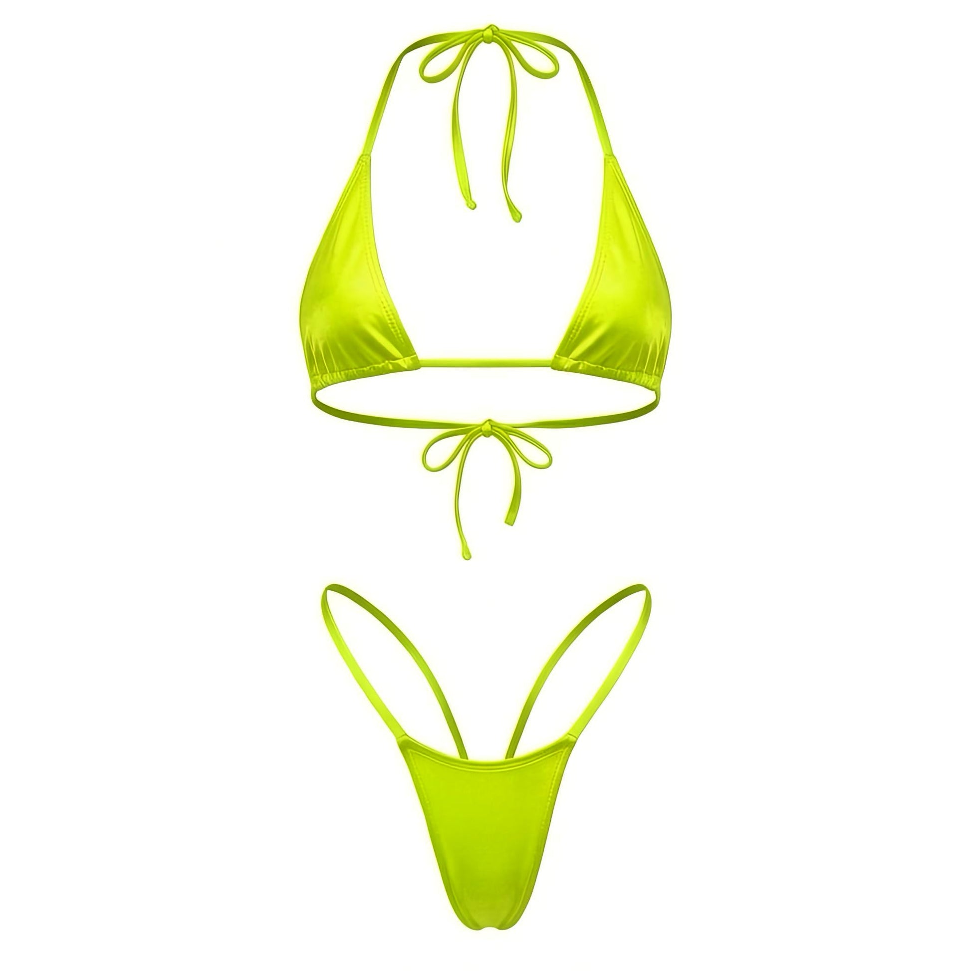 Neon Yellow G String Thong Mini Tri - Kini Set - GrlFriday Shop