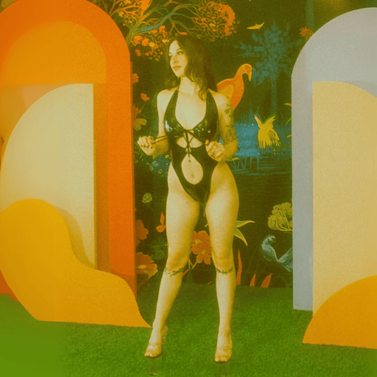 Nova - Black Latex Look Vinyl Vegan Leather Lace Up Cutout Monokini - GrlFriday Shop