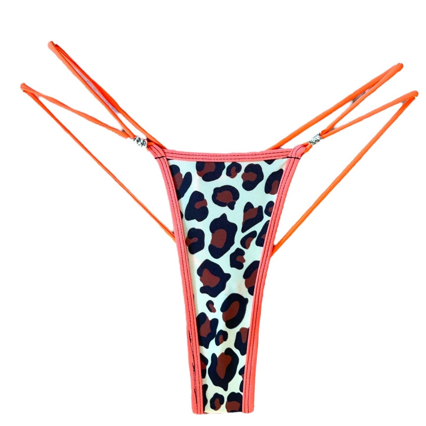 Orange + Leopard Print Microkini with Barbed Wire Charms - EXOTIC DANCEWEAR - GrlFriday Shop