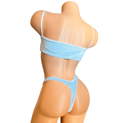 Pastel Blue Juicy C0uture Velour Velvet Thong Bikini Nanokini - EXOTIC DANCEWEAR - GrlFriday Shop