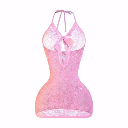 Pastel Pink Lace Cutout Mini Dress - GrlFriday Shop