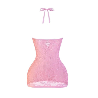 Pastel Pink Lace Cutout Mini Dress - GrlFriday Shop