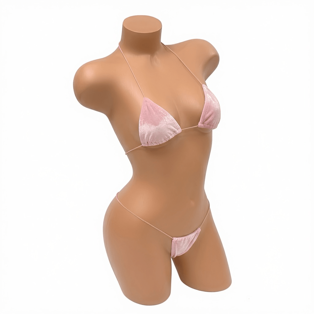 Pastel Pink Velvet Microkini Set - GrlFriday Shop