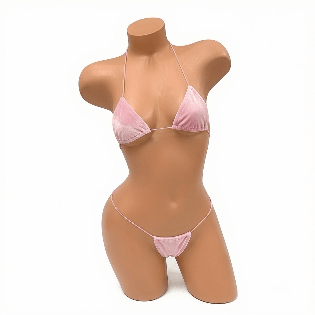Pastel Pink Velvet Microkini Set - GrlFriday Shop