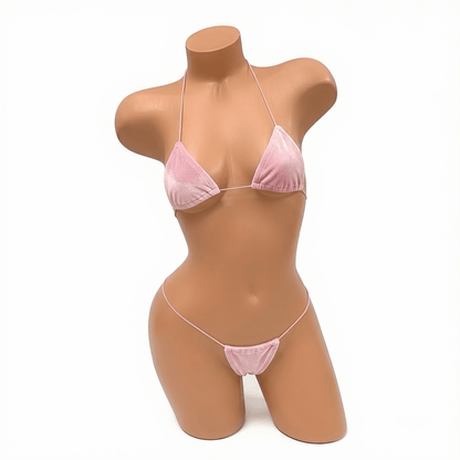Pastel Pink Velvet Microkini Set - GrlFriday Shop