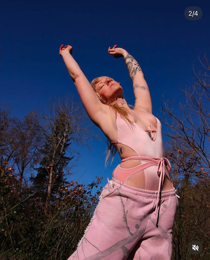 Pirouette Lace Up Thong Monokini - Light Pink - EXOTIC DANCEWEAR - GrlFriday Shop