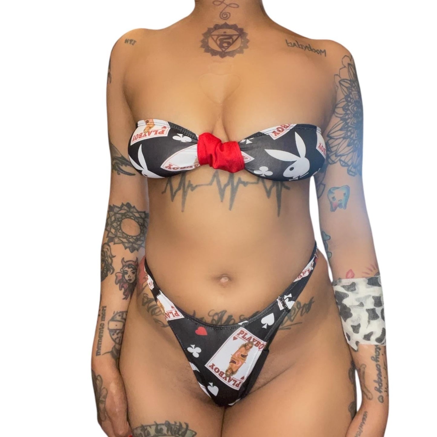Playboy Upcycled Retro Strapless Bandeau Bikini Set - GrlFriday Shop