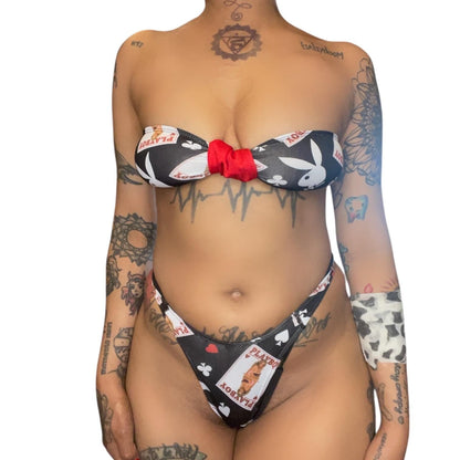 Playboy Upcycled Retro Strapless Bandeau Bikini Set - GrlFriday Shop
