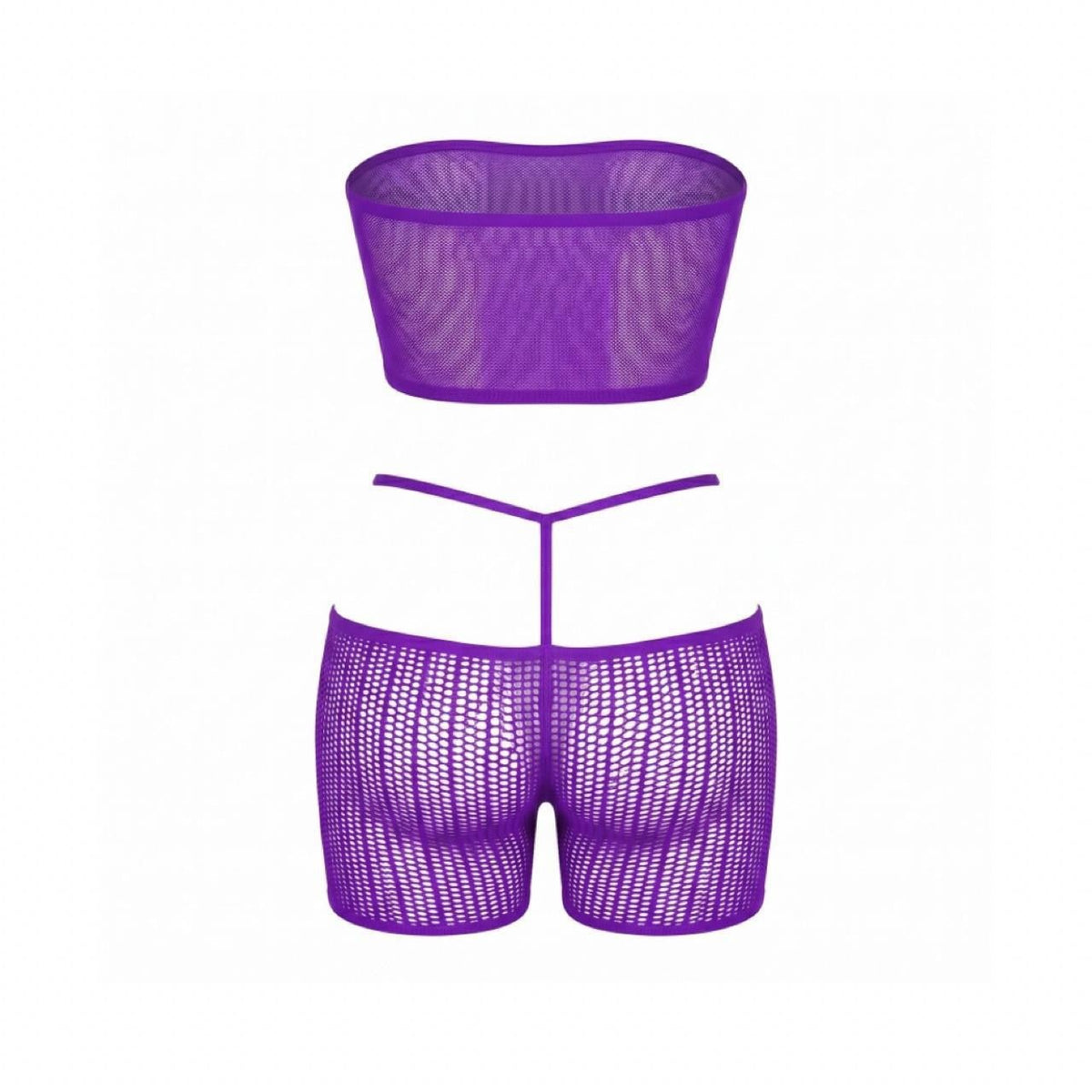 Purple Rhinestone Fishnet 3-Piece Set - GrlFriday Shop