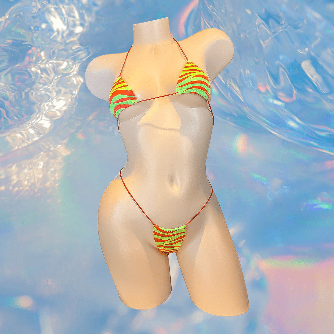 Red + Acid Green Zebra Print Microkini - GrlFriday Shop