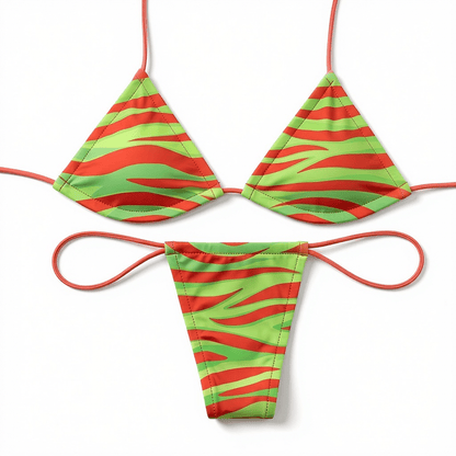 Red + Acid Green Zebra Print Microkini - GrlFriday Shop
