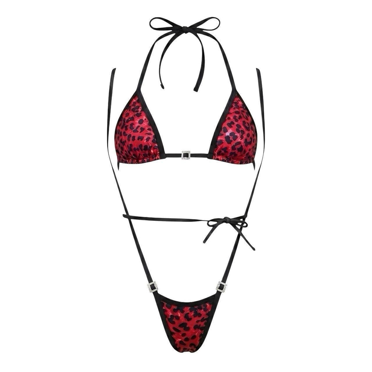 Red & Black Leopard Slingshot Stripper Bikini - GrlFriday Shop