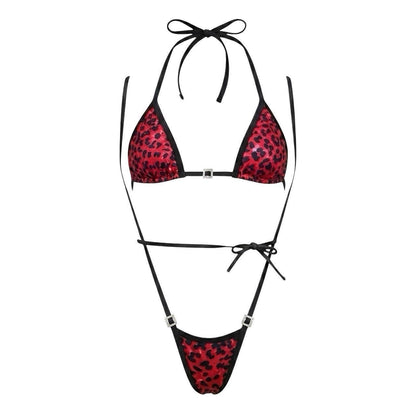 Red & Black Leopard Slingshot Stripper Bikini - GrlFriday Shop