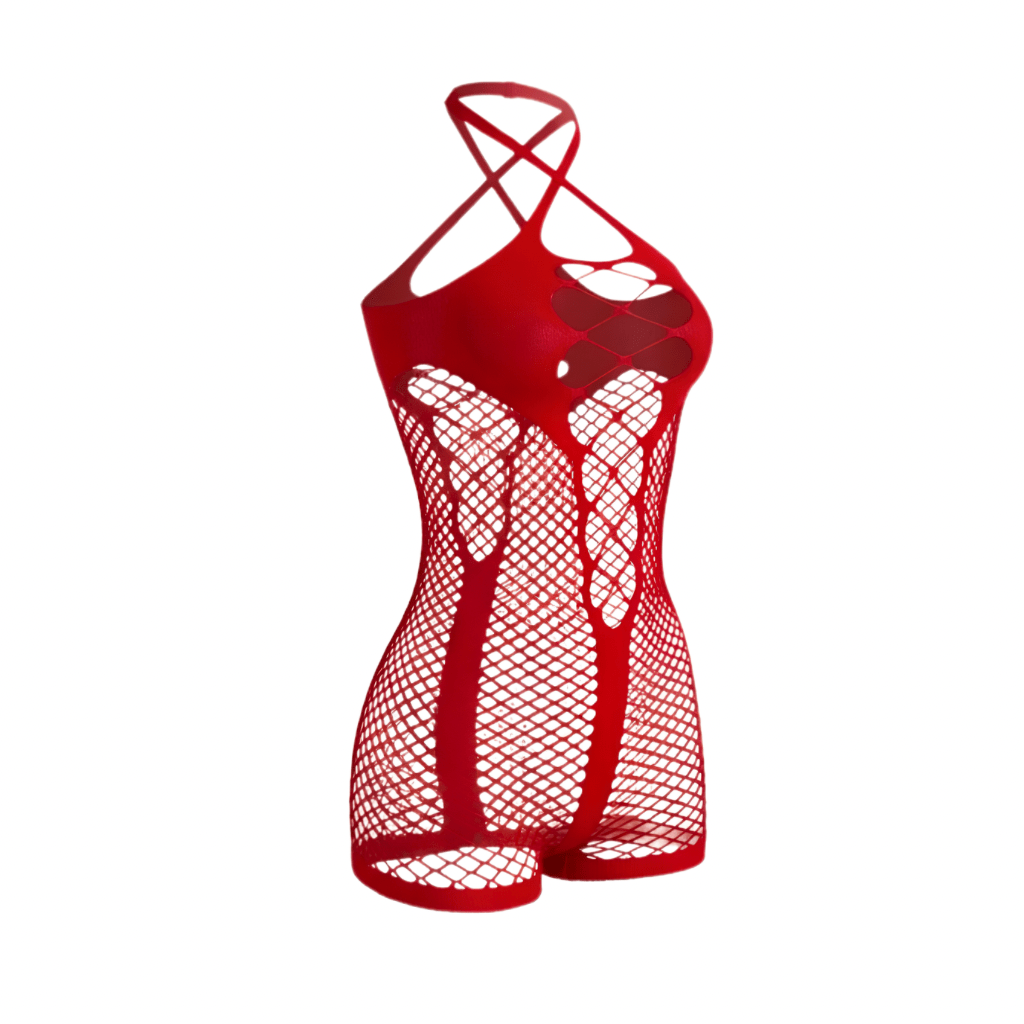 Red Mesh Shorts Romper - GrlFriday Shop