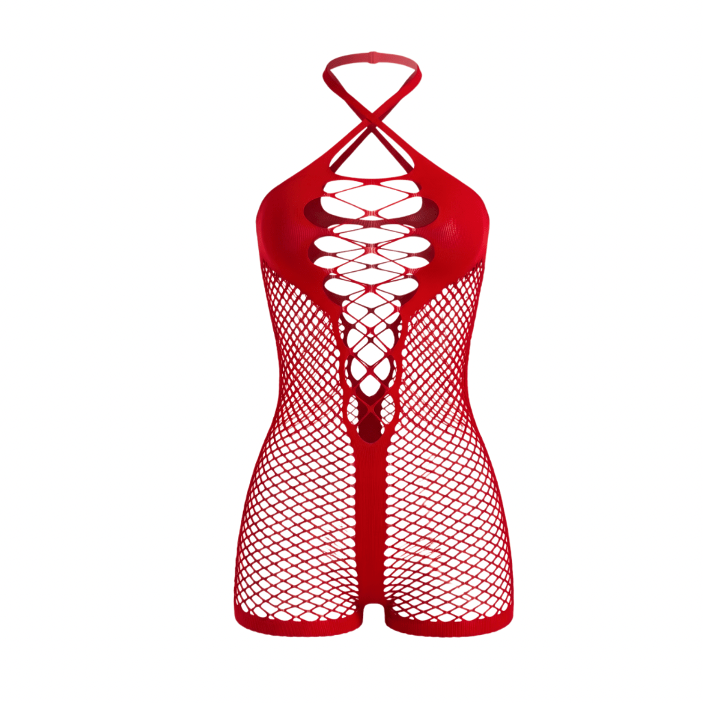 Red Mesh Shorts Romper - GrlFriday Shop