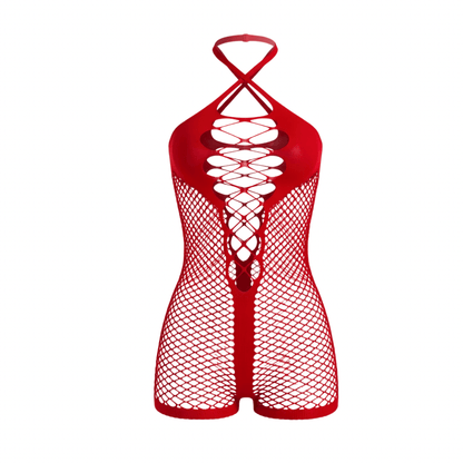 Red Mesh Shorts Romper - GrlFriday Shop