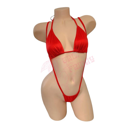 Red Tri - Kini Slingshot Thong Set - Microkini - GrlFriday Shop