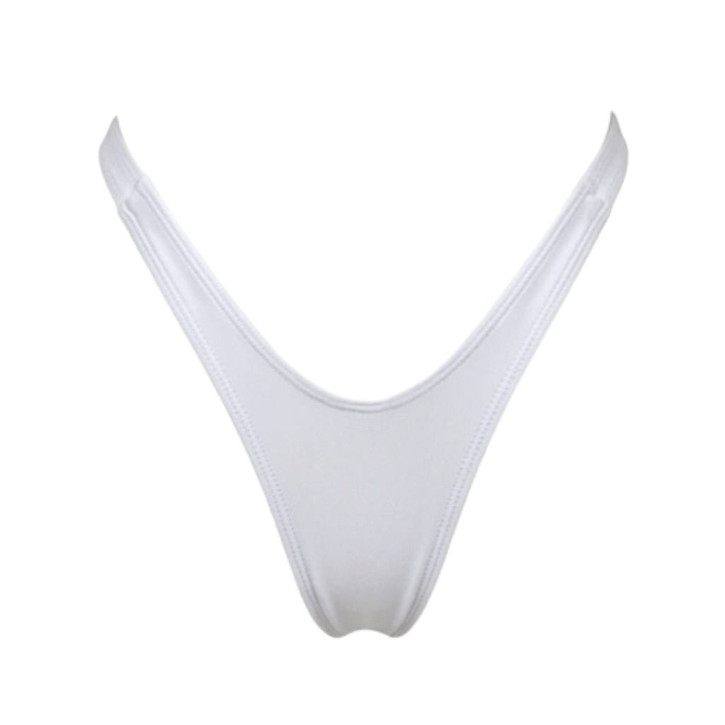 Retro High Thigh Cut Thong - White - GrlFriday Shop