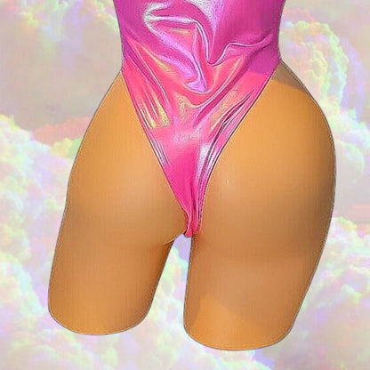 Rhinestone Butterfly Strapless Cutout Stripper Bodysuit | Pink Mesh | Thong One Piece | Exotic Dancewear - GrlFriday Shop