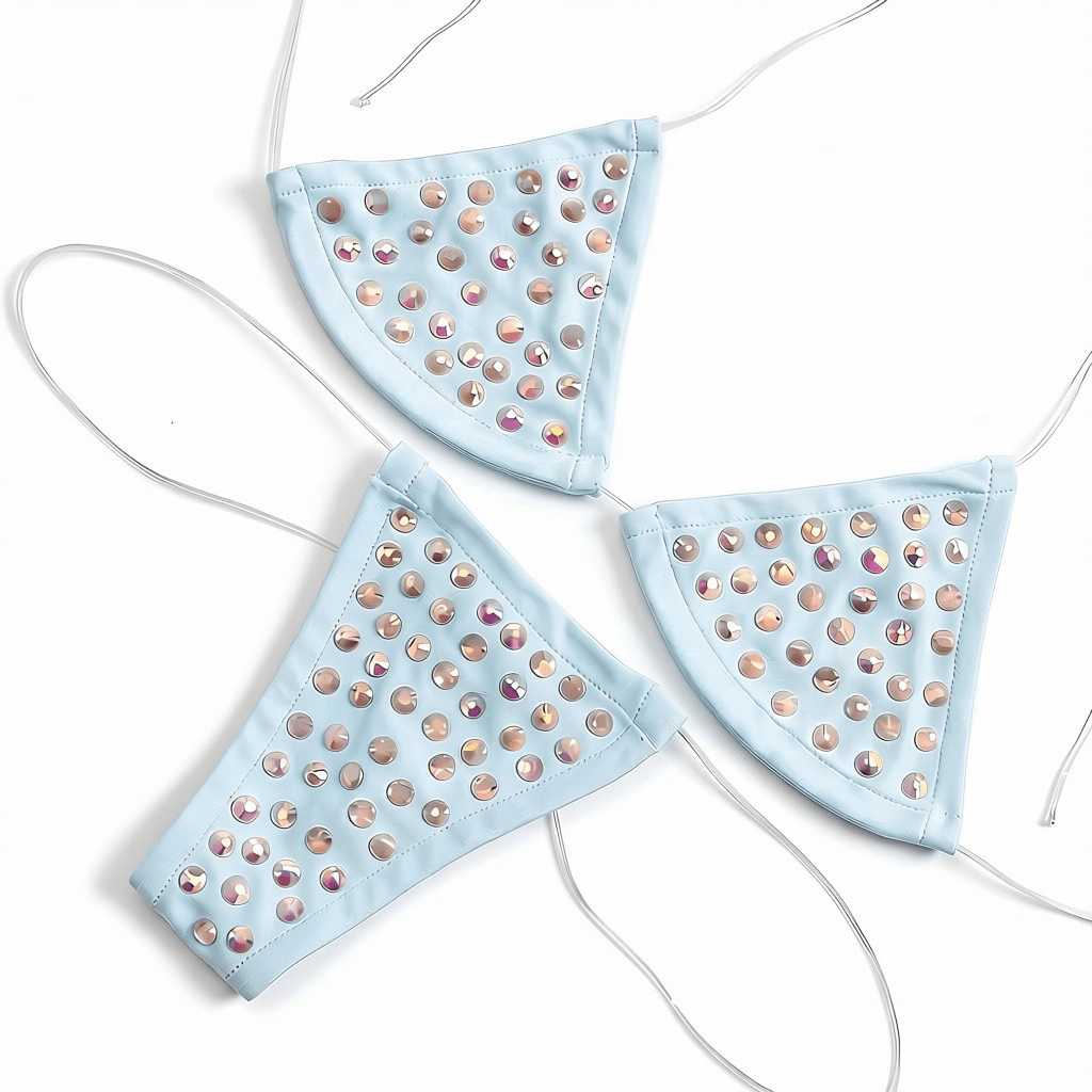 Rhinestoned Bling Microkini Set - Baby Blue - GrlFriday Shop