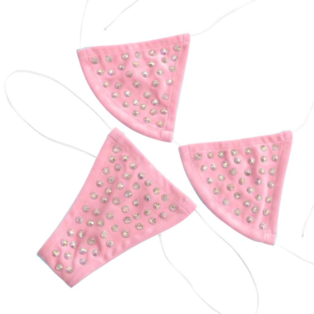 Rhinestoned Bling Microkini Set - Baby Pink - GrlFriday Shop