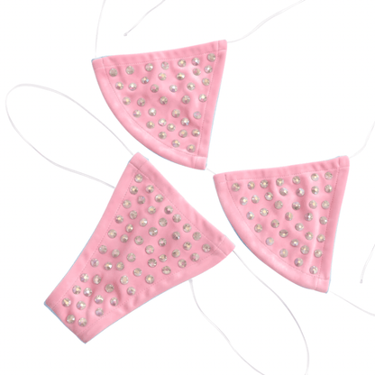 Rhinestoned Bling Microkini Set - Baby Pink - GrlFriday Shop