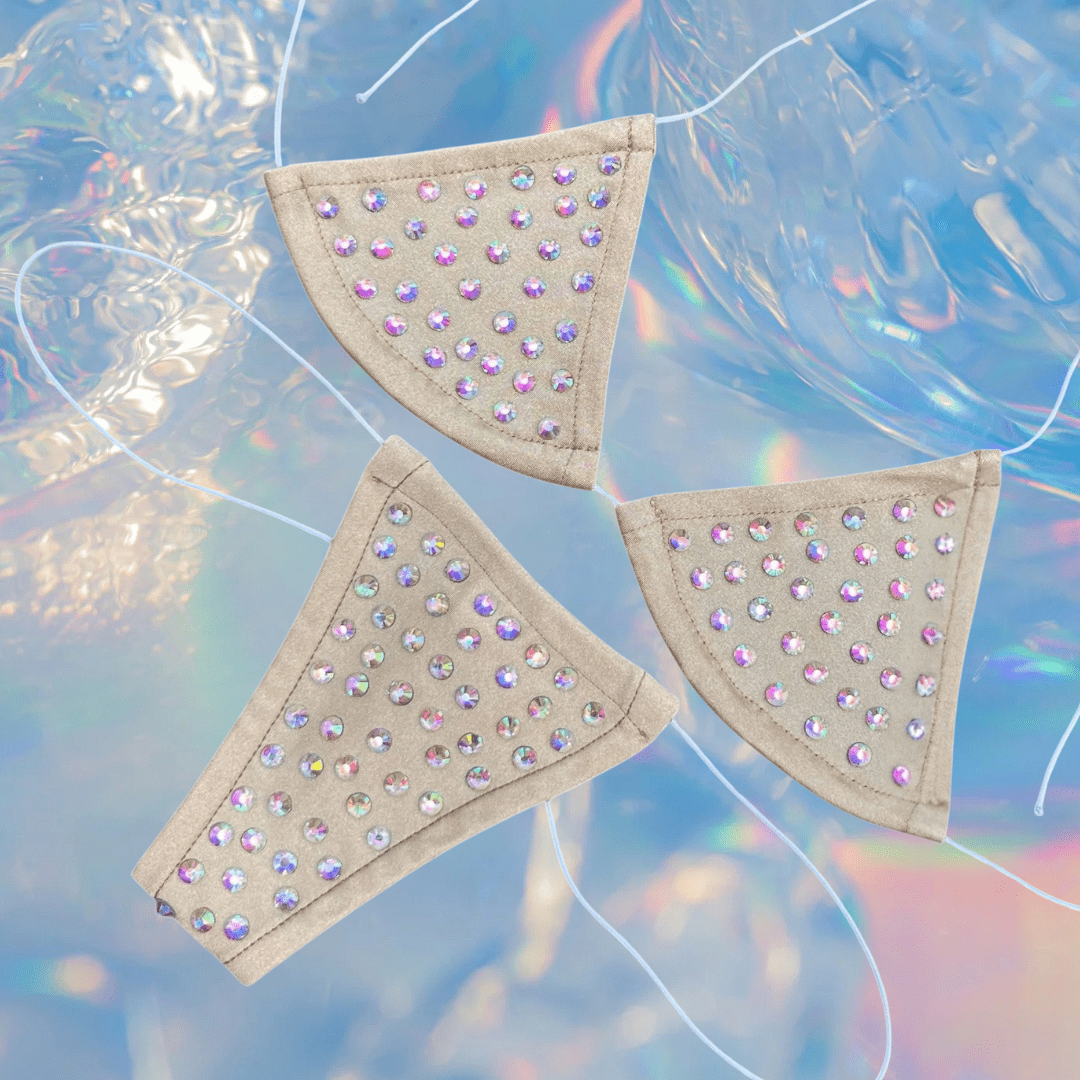 Rhinestoned Bling Microkini Set - Coffee - GrlFriday Shop