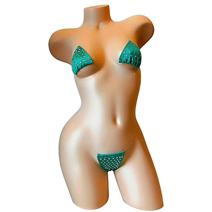Rhinestoned Bling Microkini Set - Emerald Green - GrlFriday Shop
