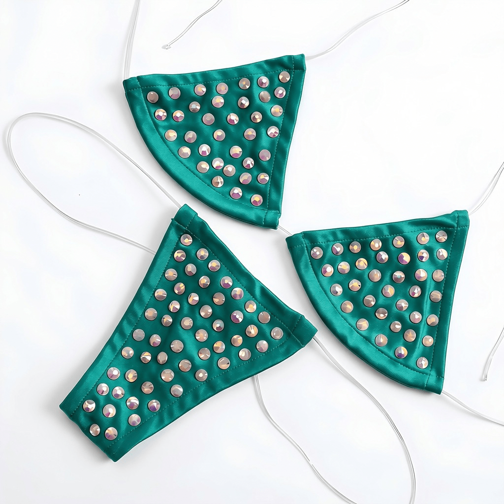 Rhinestoned Bling Microkini Set - Emerald Green - GrlFriday Shop