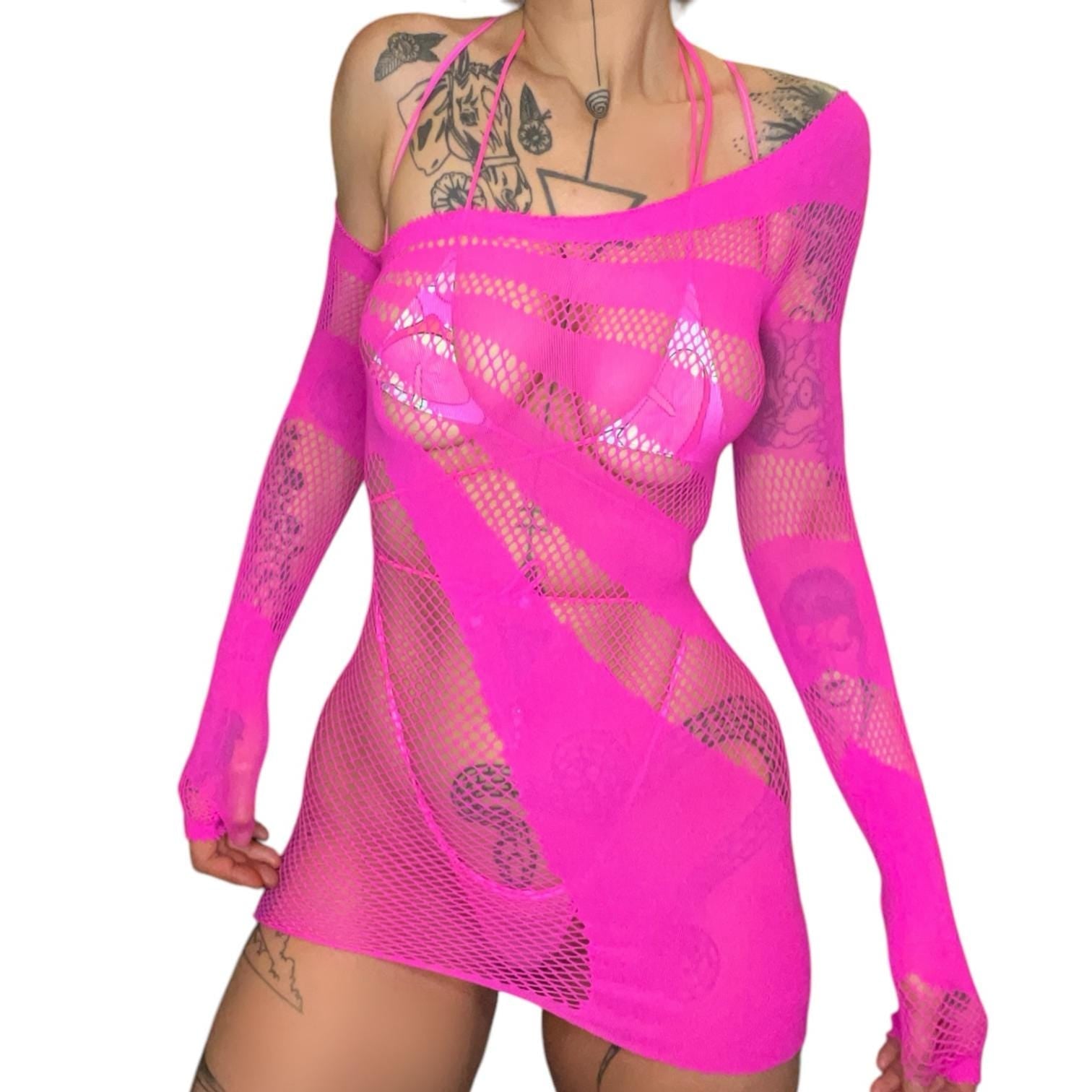 Rising Sun Asymmetrical Mini Dress - Hot Pink - GrlFriday Shop