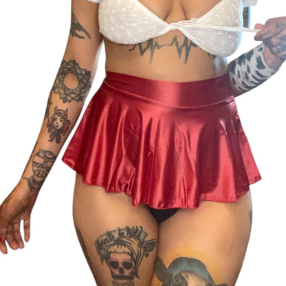 Shiny Satin Spandex Extreme Micro Mini Ruffle Circle Skirt - GrlFriday Shop