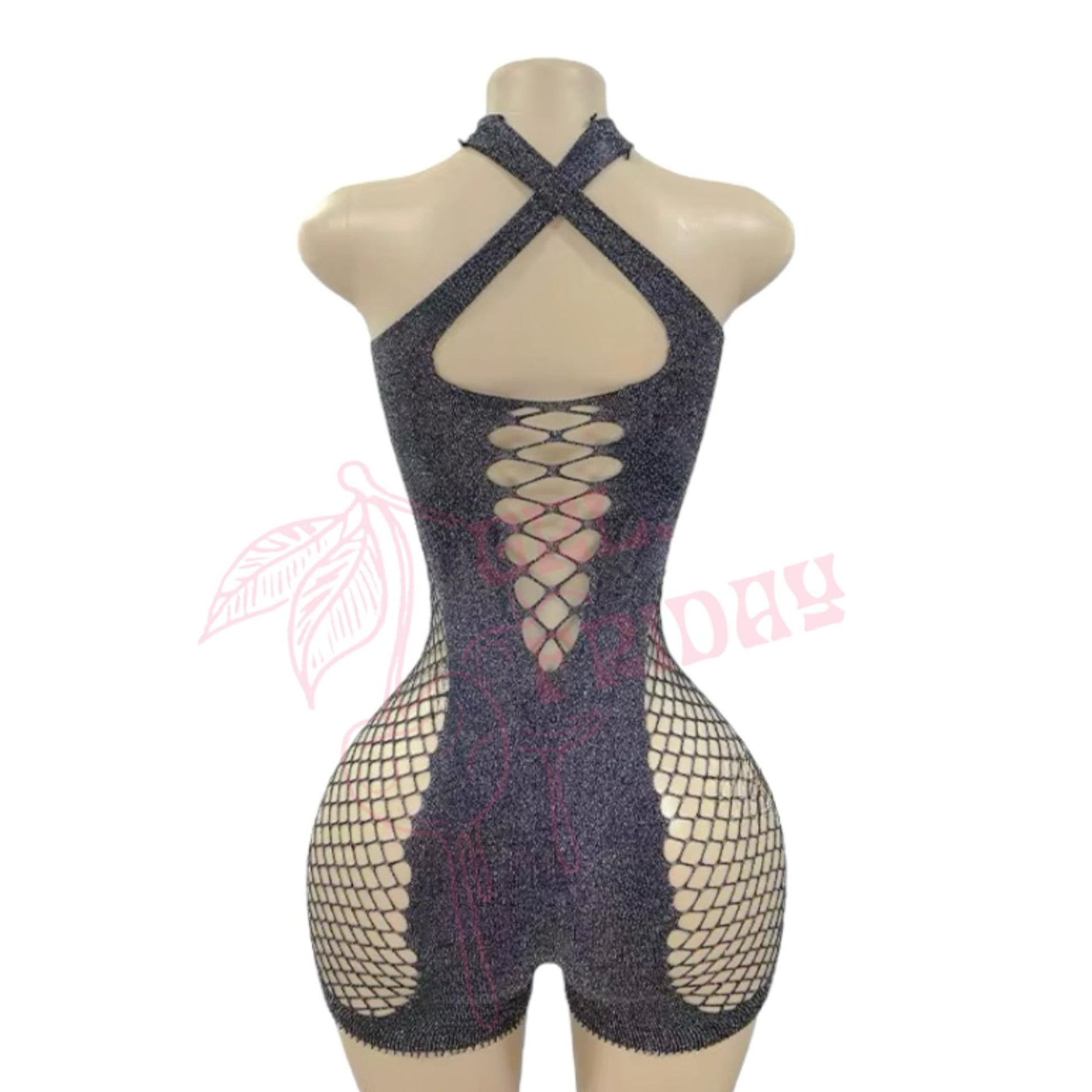 Silver Metallic Mesh Shorts Bodystocking Romper - GrlFriday Shop