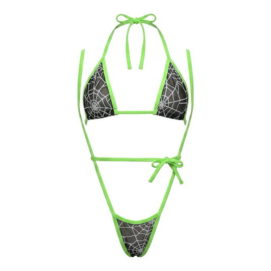 Spider Web Slingshot Bikini with Lime Green Trim - GrlFriday Shop