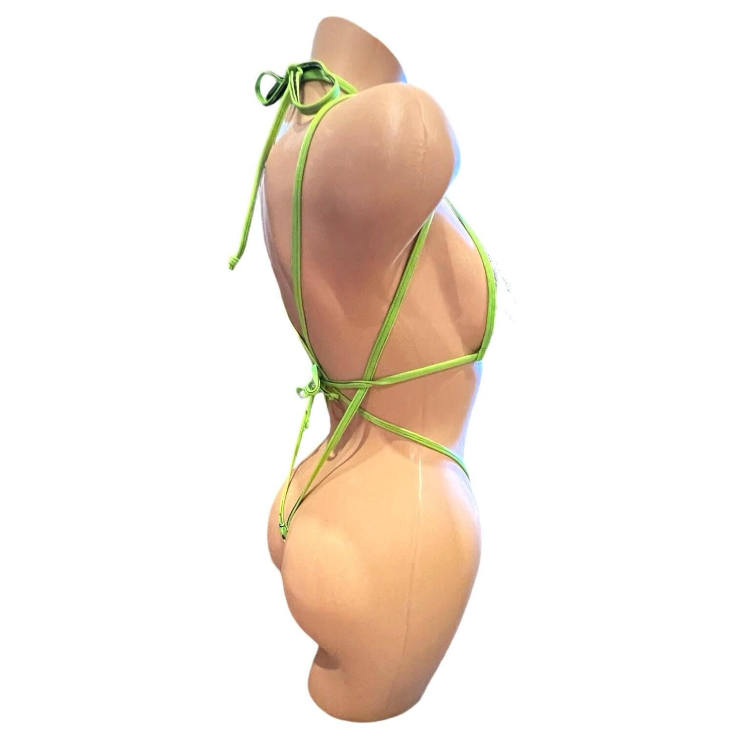 Spider Web Slingshot G - String Bikini with Lime Green Trim - EXOTIC DANCEWEAR - GrlFriday Shop