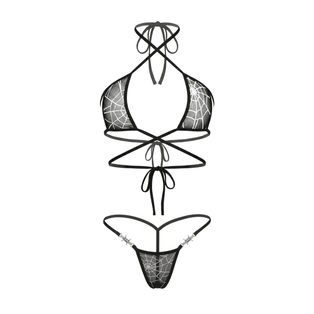 Spider Web Square Top Microkini with Barbed Wire Connectors - GrlFriday Shop