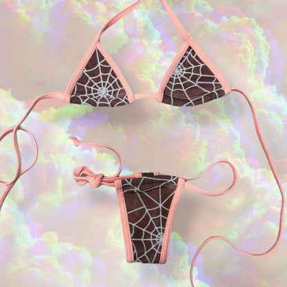 Spiderweb Microkini with Pink Contrasting Trim - GrlFriday Shop