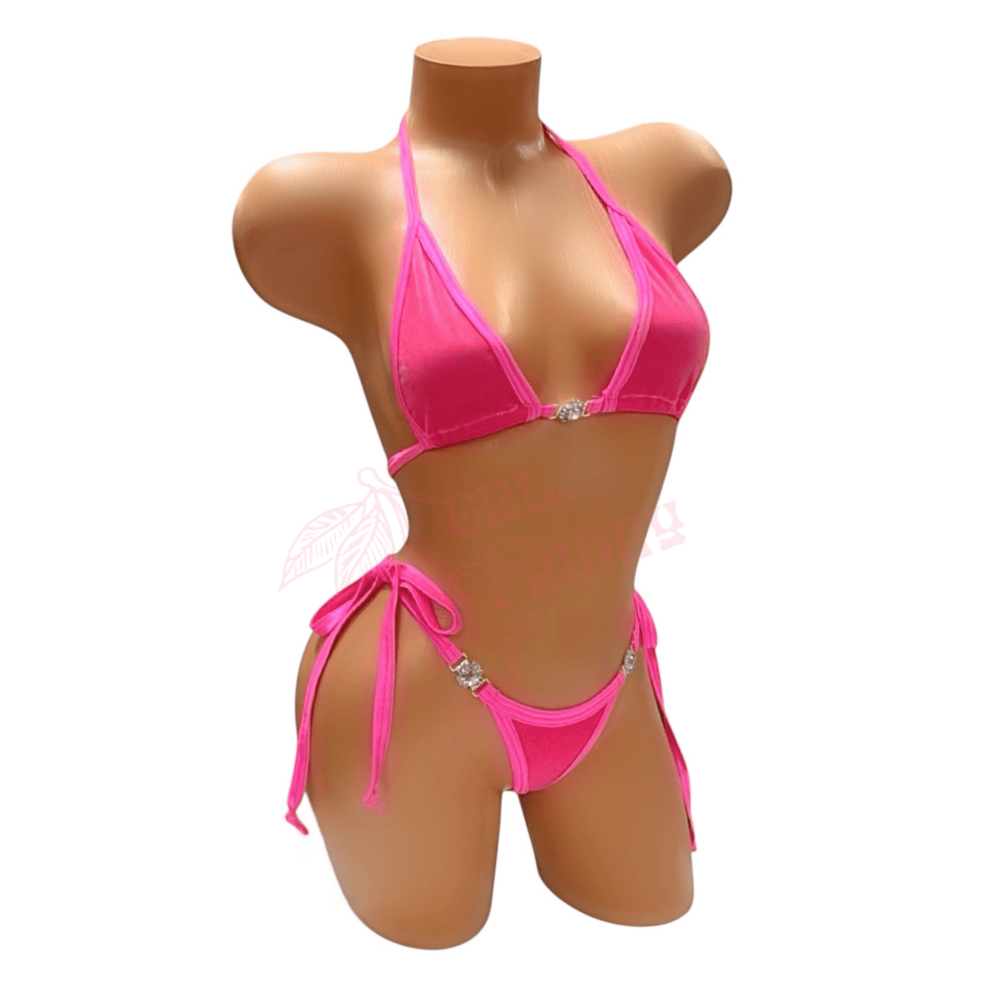 Velvet Bikini Set with Rhinestone Connectors - GrlFriday Shop