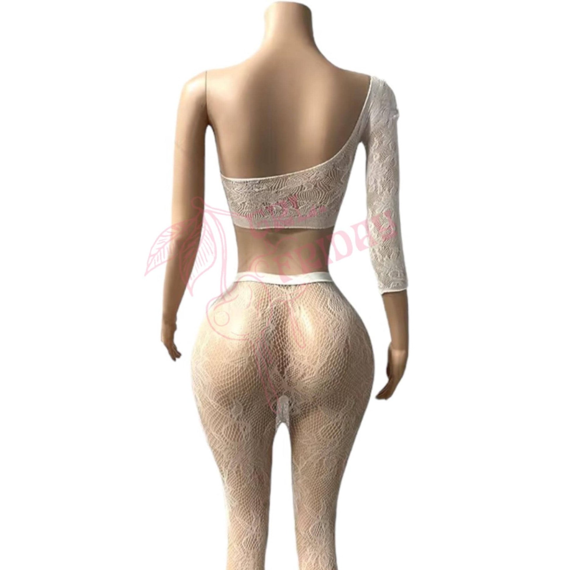 White Floral Lace Mesh Stocking Set - GrlFriday Shop