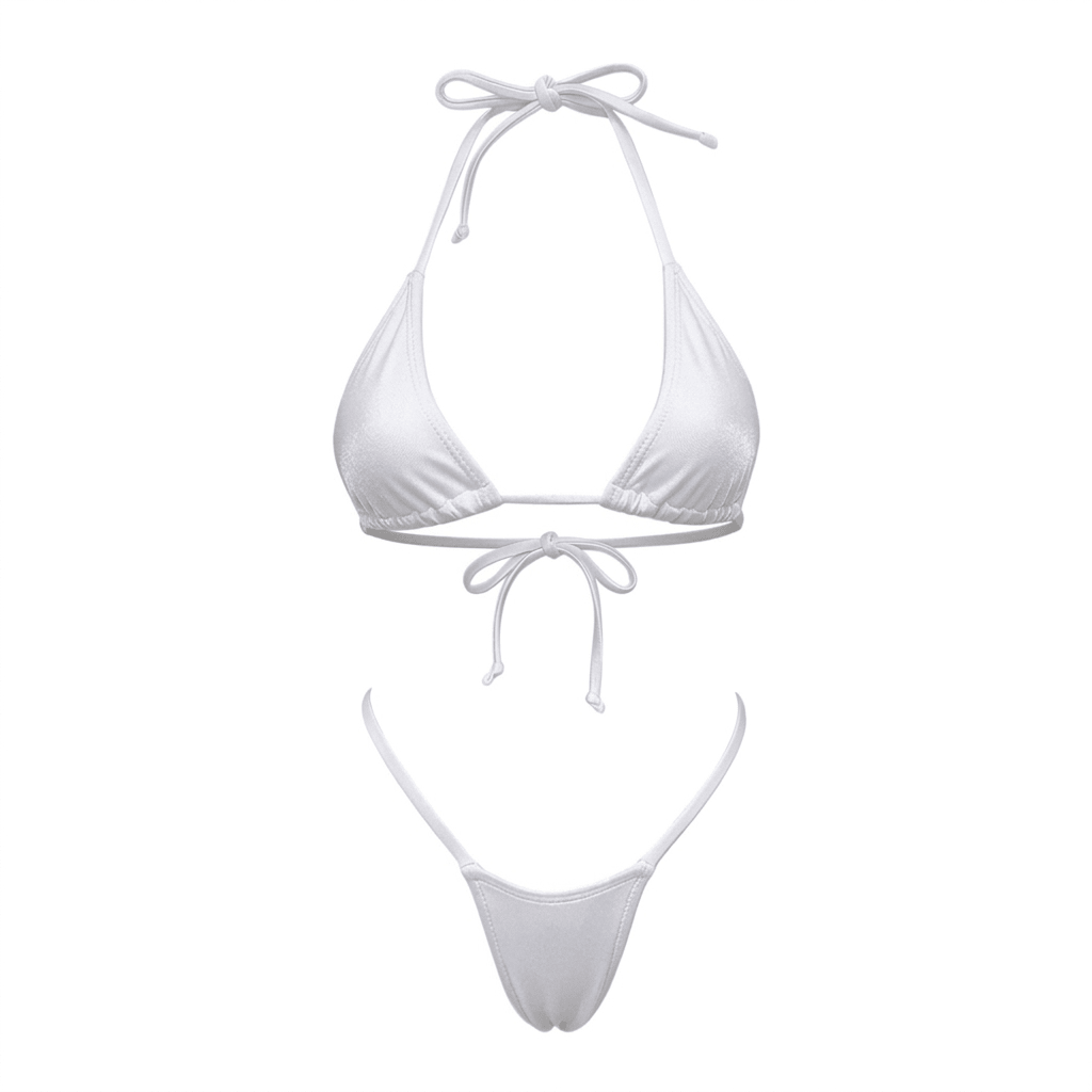 White G String Thong Mini Tri - Kini Set - GrlFriday Shop