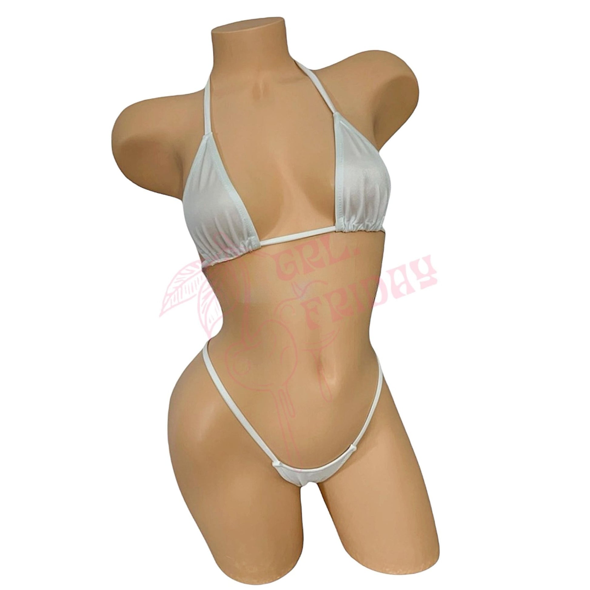 White G String Thong Mini Tri - Kini Set - GrlFriday Shop