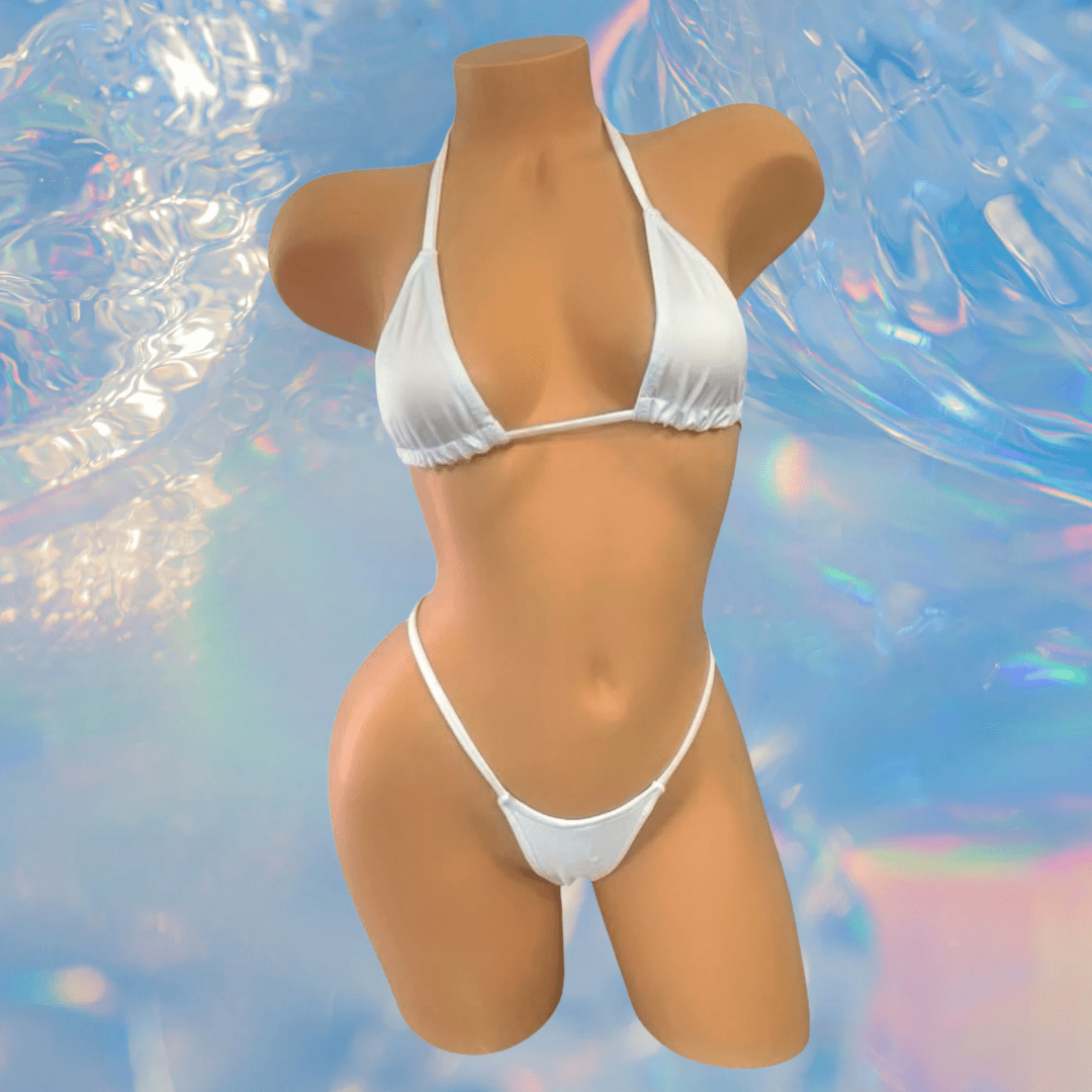 White G String Thong Mini Tri - Kini Set - GrlFriday Shop